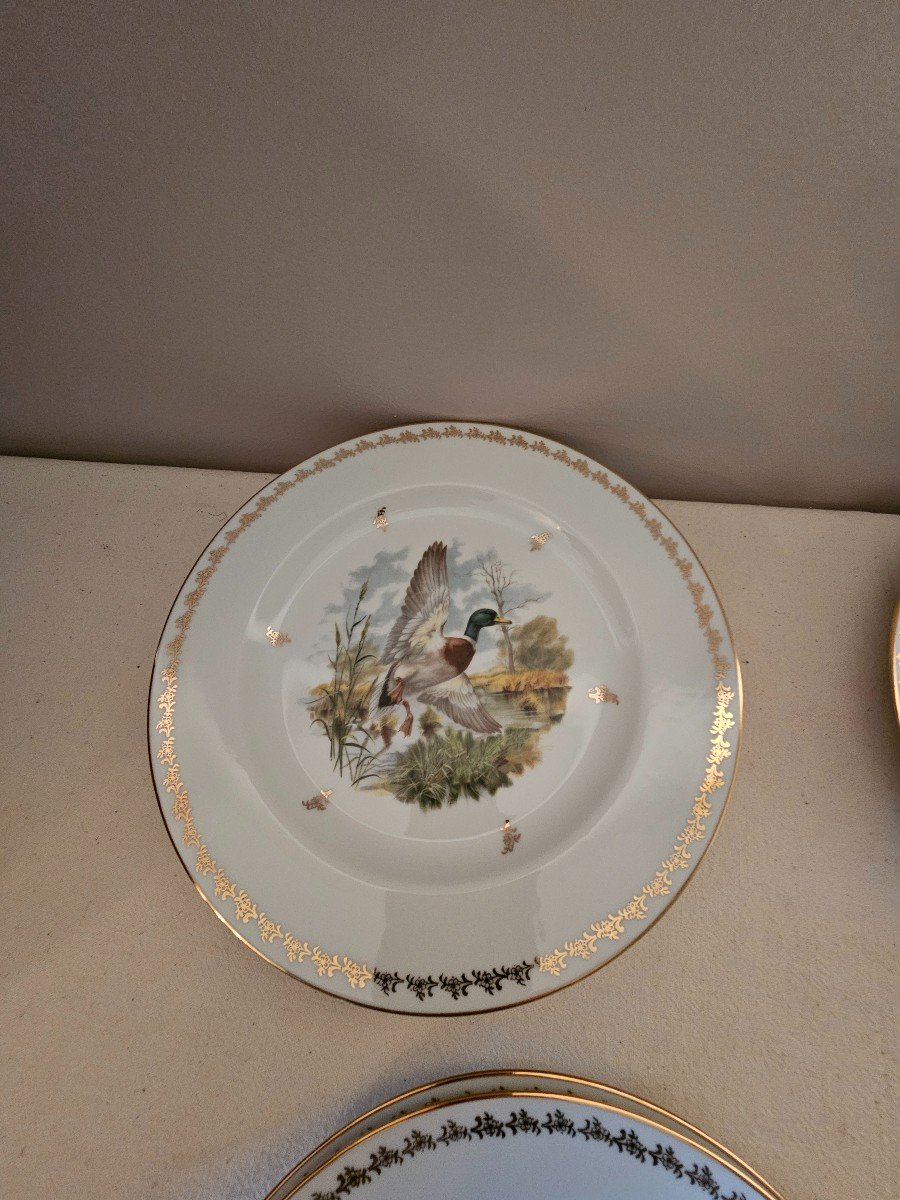 Nine Plates. Game In Flight Decor. B&co Bernardaud Limoges-photo-1