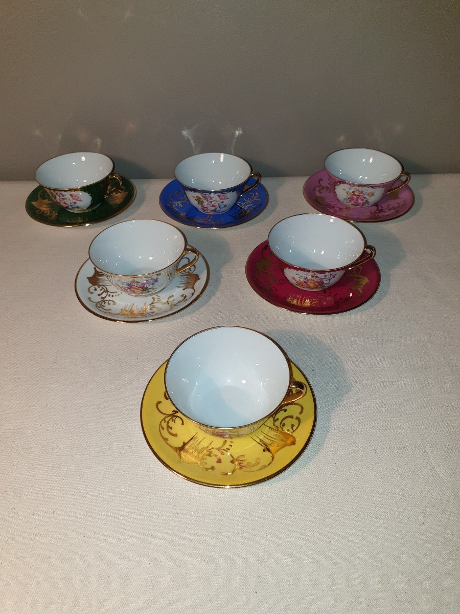 6 Stamped Limoges Cups And Saucers-photo-2