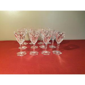 Baccarat "compiègne" 12 Porto Wine Glasses Stamped In Crystal Height 13 Cm