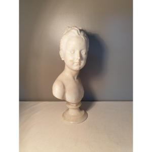 According To Houdon. Alabaster Bust Of Louise Brongniart. Height 45 Cm