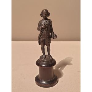 Petite Statuette En Régule De George Washington Sur Socle En Bois