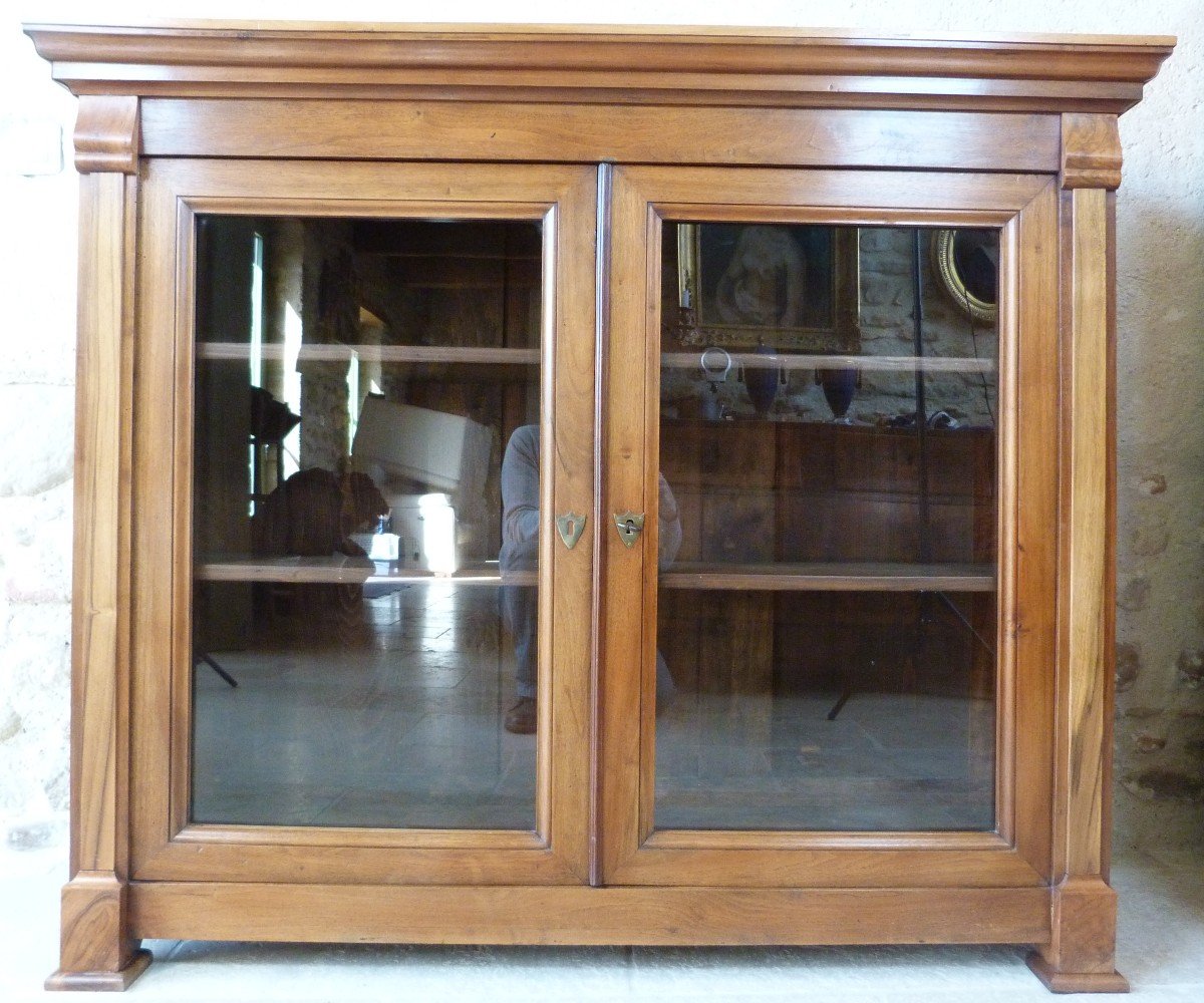 Petite Vitrine Bibliothèque En Noyer d'époque XIX Eme  -photo-1