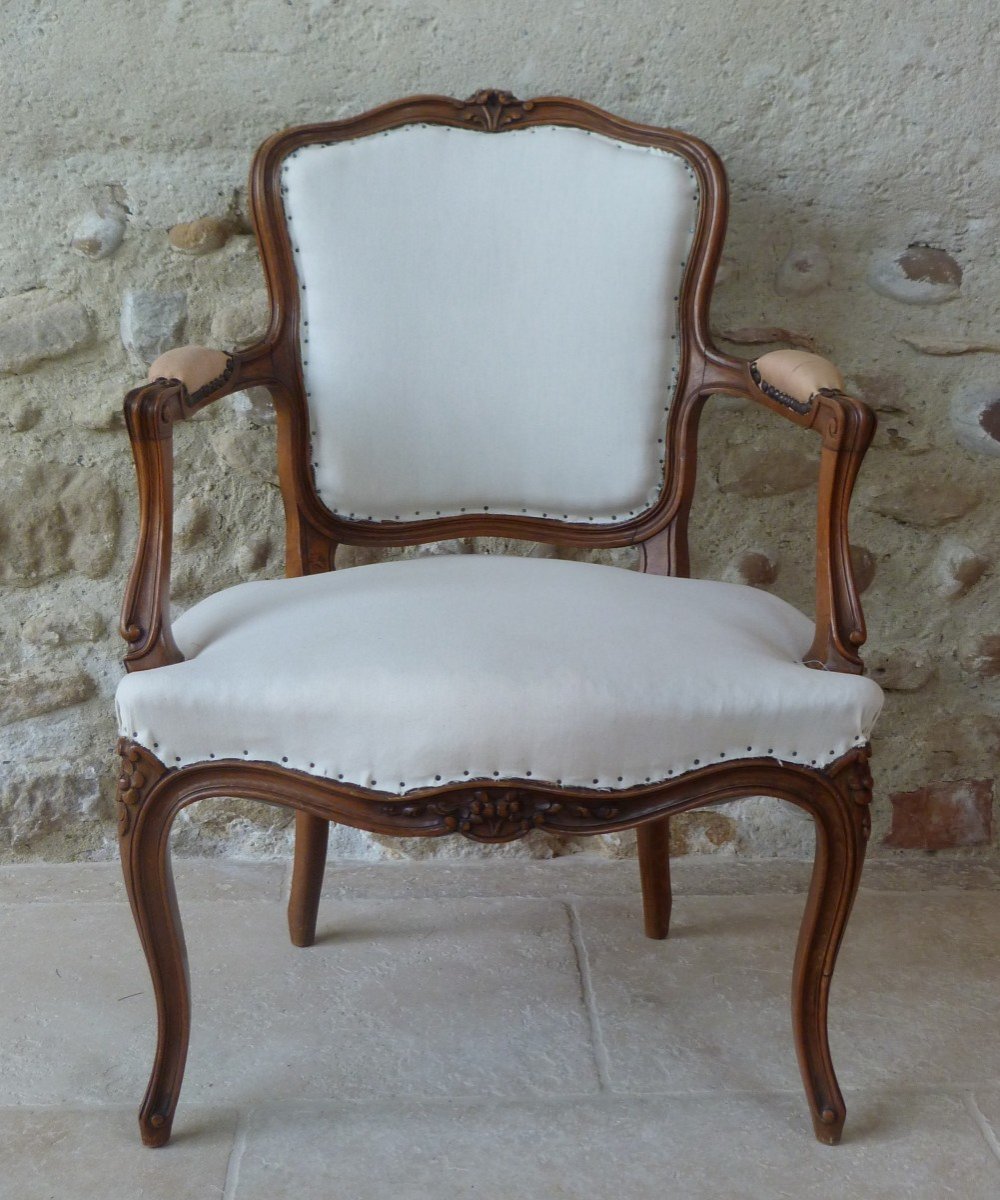 Suite De 4 Fauteuils Cabriolet De Style Louis XV-photo-2