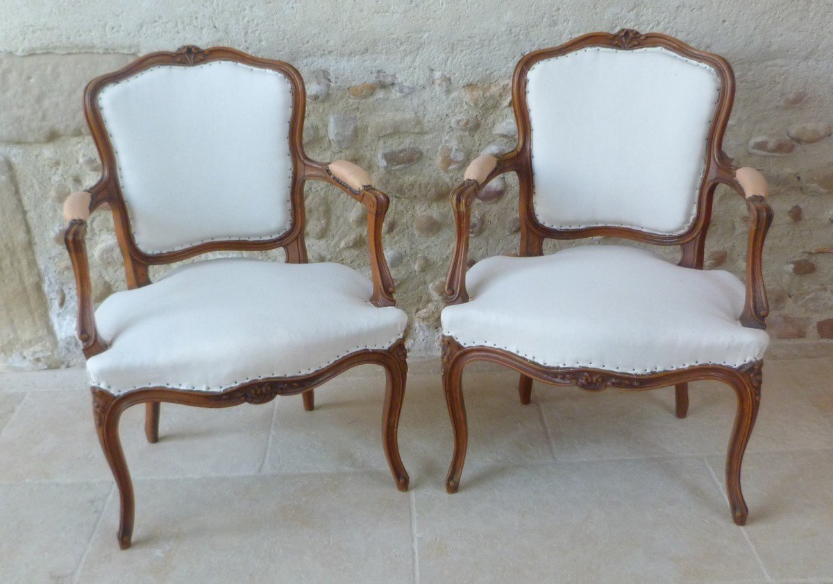 Suite De 4 Fauteuils Cabriolet De Style Louis XV-photo-1