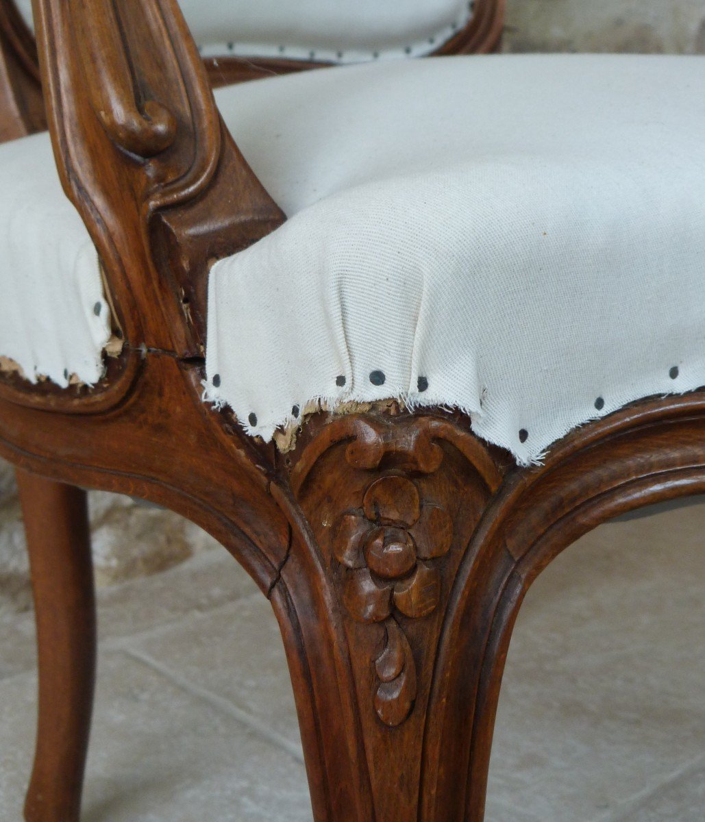 Suite De 4 Fauteuils Cabriolet De Style Louis XV-photo-6