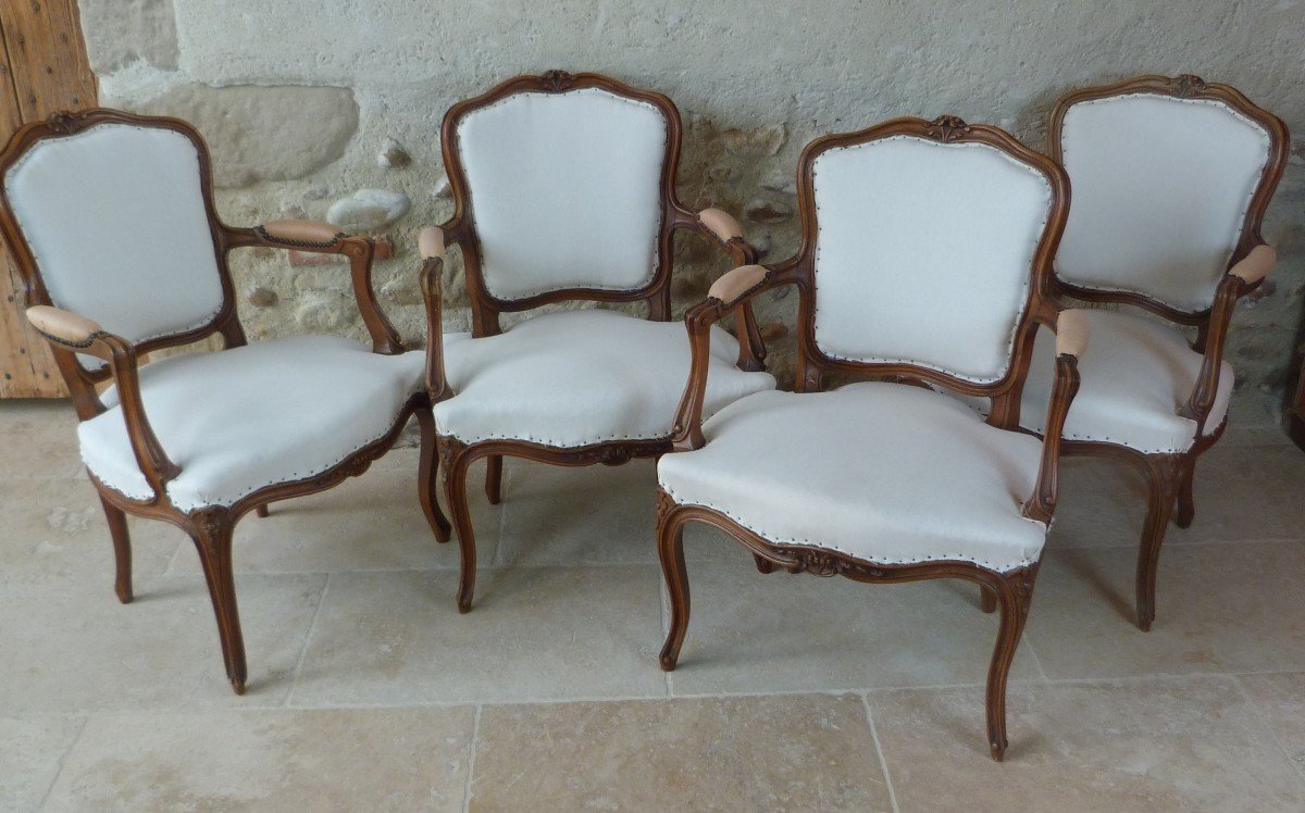 Suite De 4 Fauteuils Cabriolet De Style Louis XV-photo-8