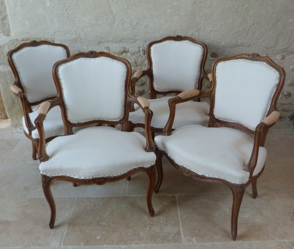 Suite De 4 Fauteuils Cabriolet De Style Louis XV