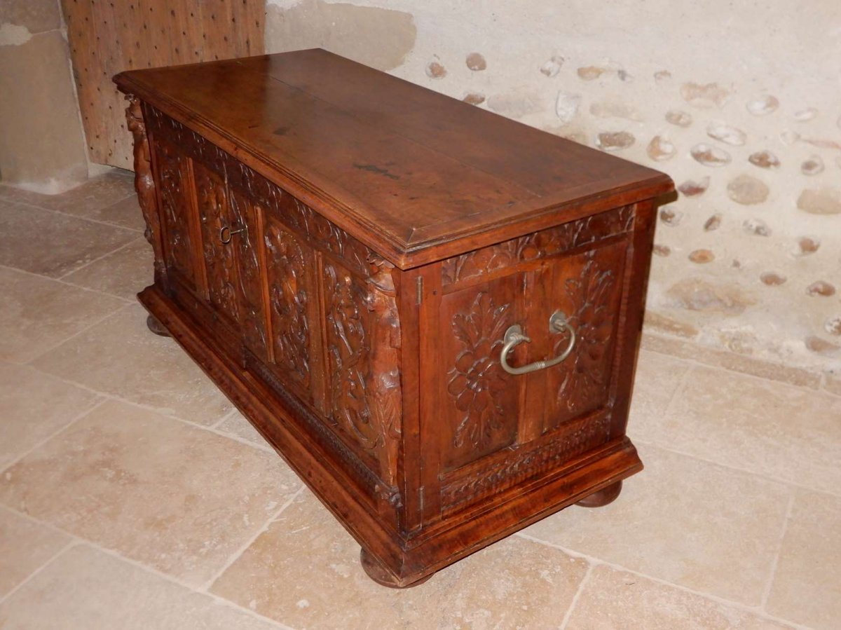 Carved Walnut Chest From XVII Eme-photo-2