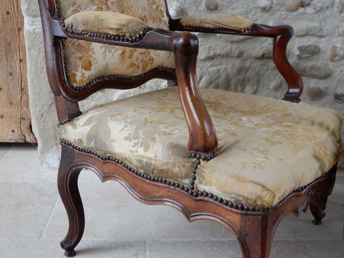 Paire De Larges Fauteuil à La Reine d'époque Louis XV-photo-4