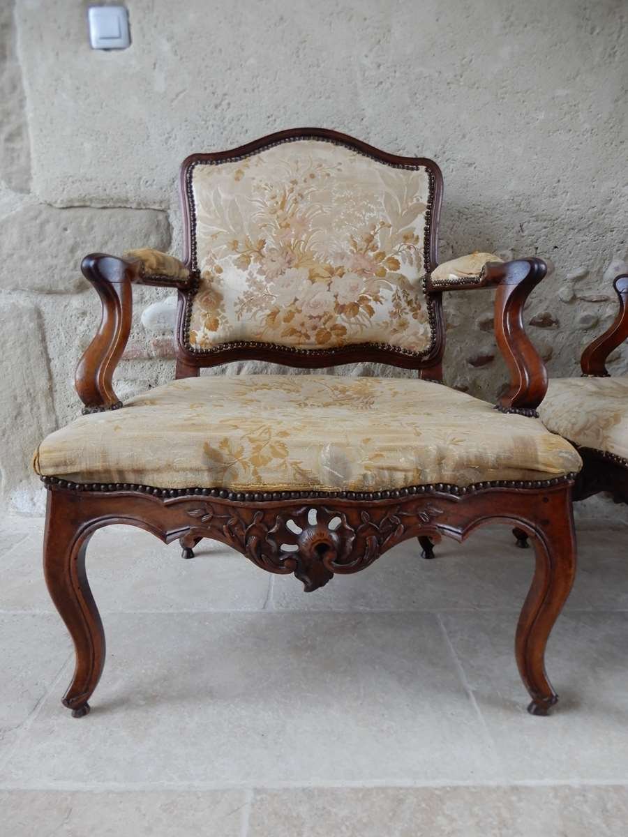 Paire De Larges Fauteuil à La Reine d'époque Louis XV-photo-7