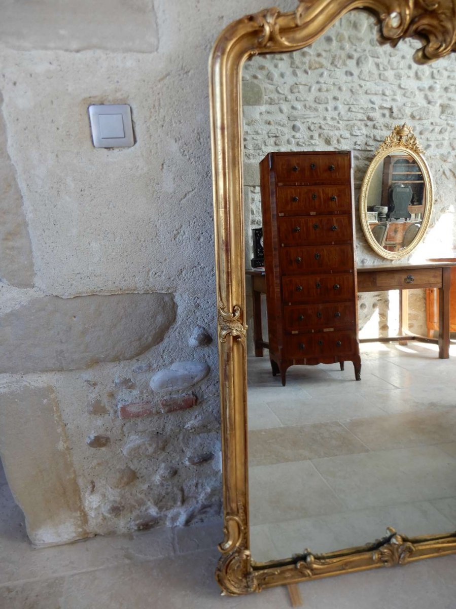 Louis XV Style Mirror Golden Wood 19 Eme Century-photo-3