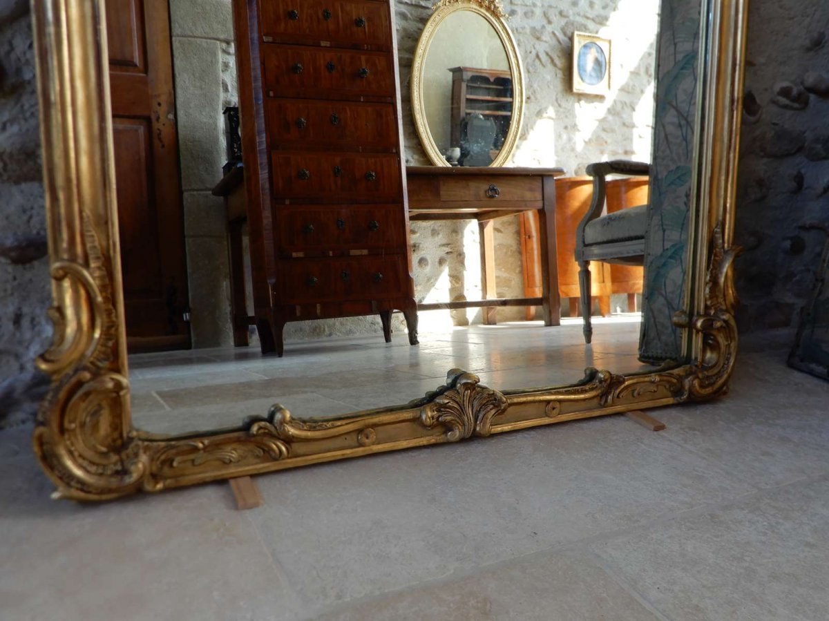 Louis XV Style Mirror Golden Wood 19 Eme Century-photo-4