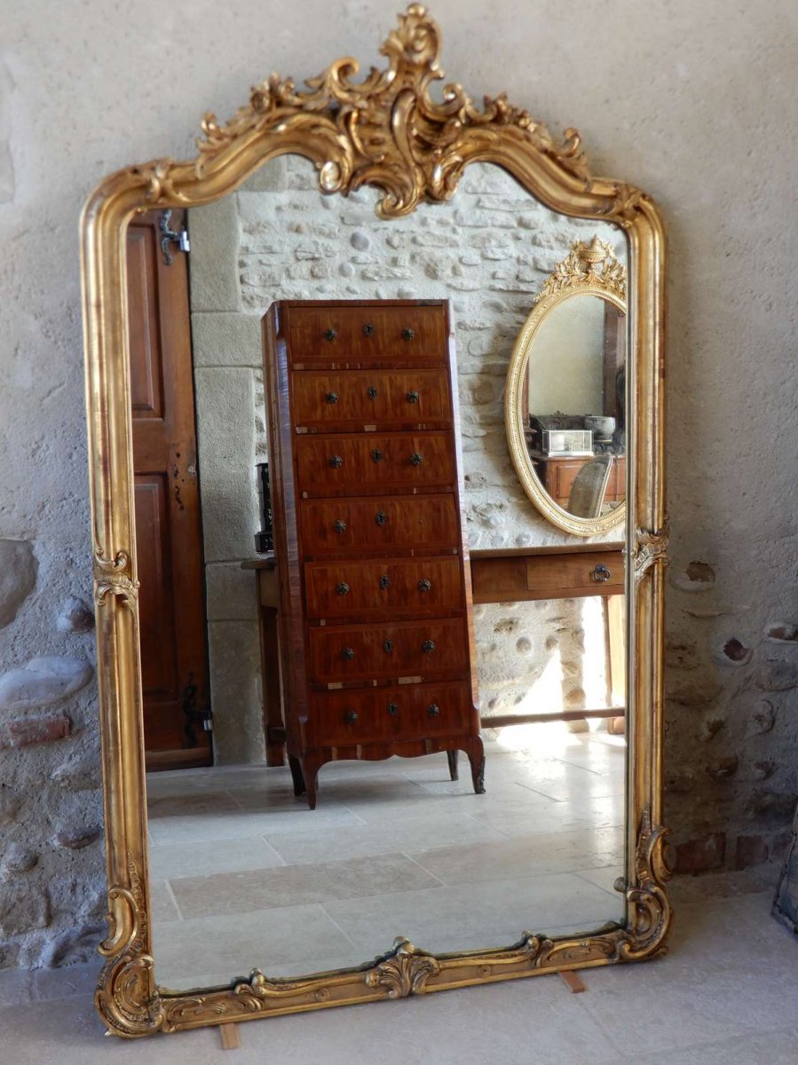 Louis XV Style Mirror Golden Wood 19 Eme Century-photo-1