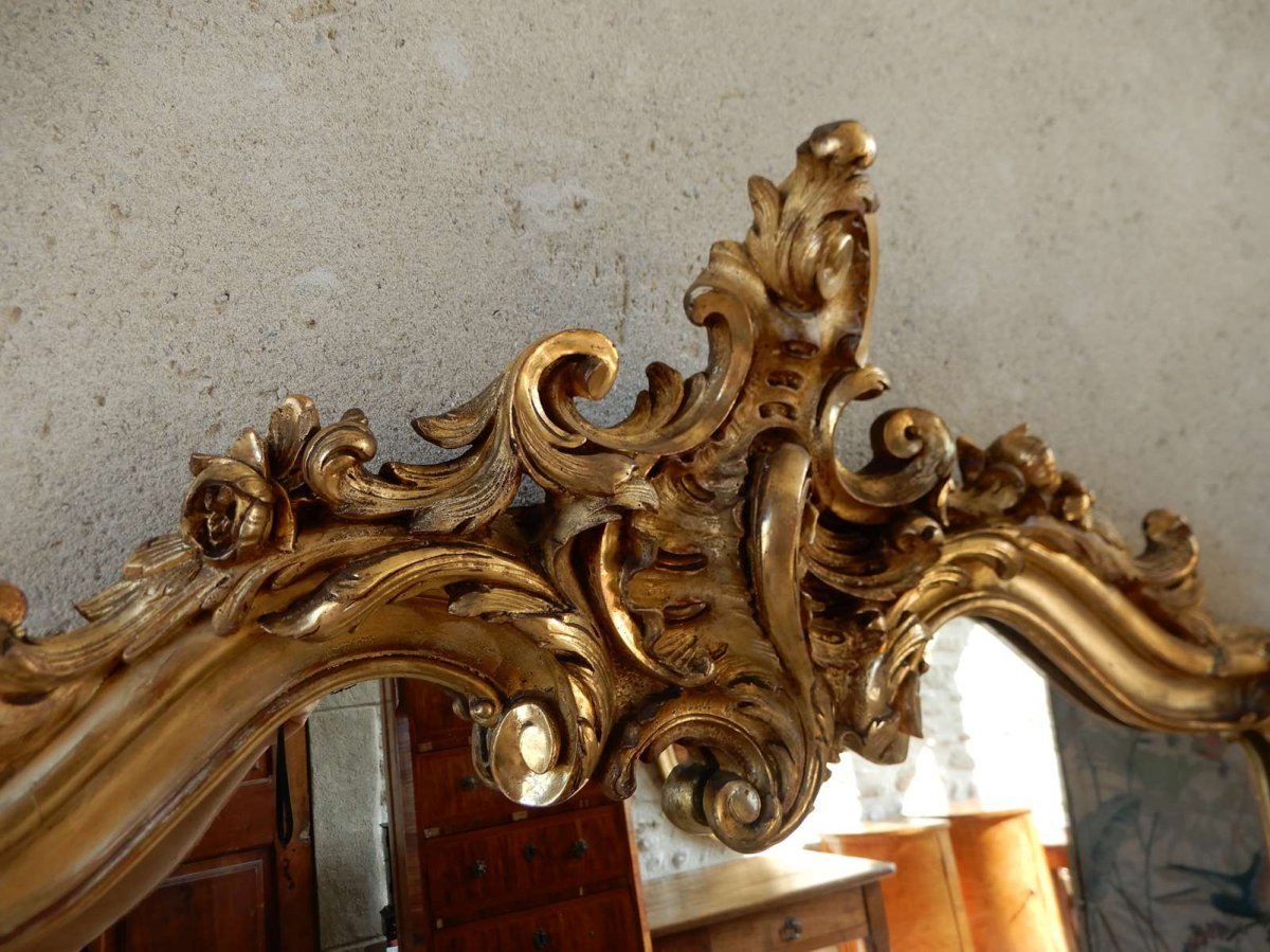 Louis XV Style Mirror Golden Wood 19 Eme Century-photo-8