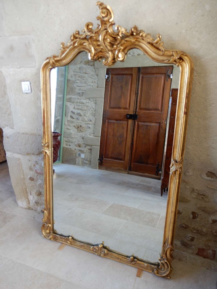 Louis XV Style Mirror Golden Wood 19 Eme Century