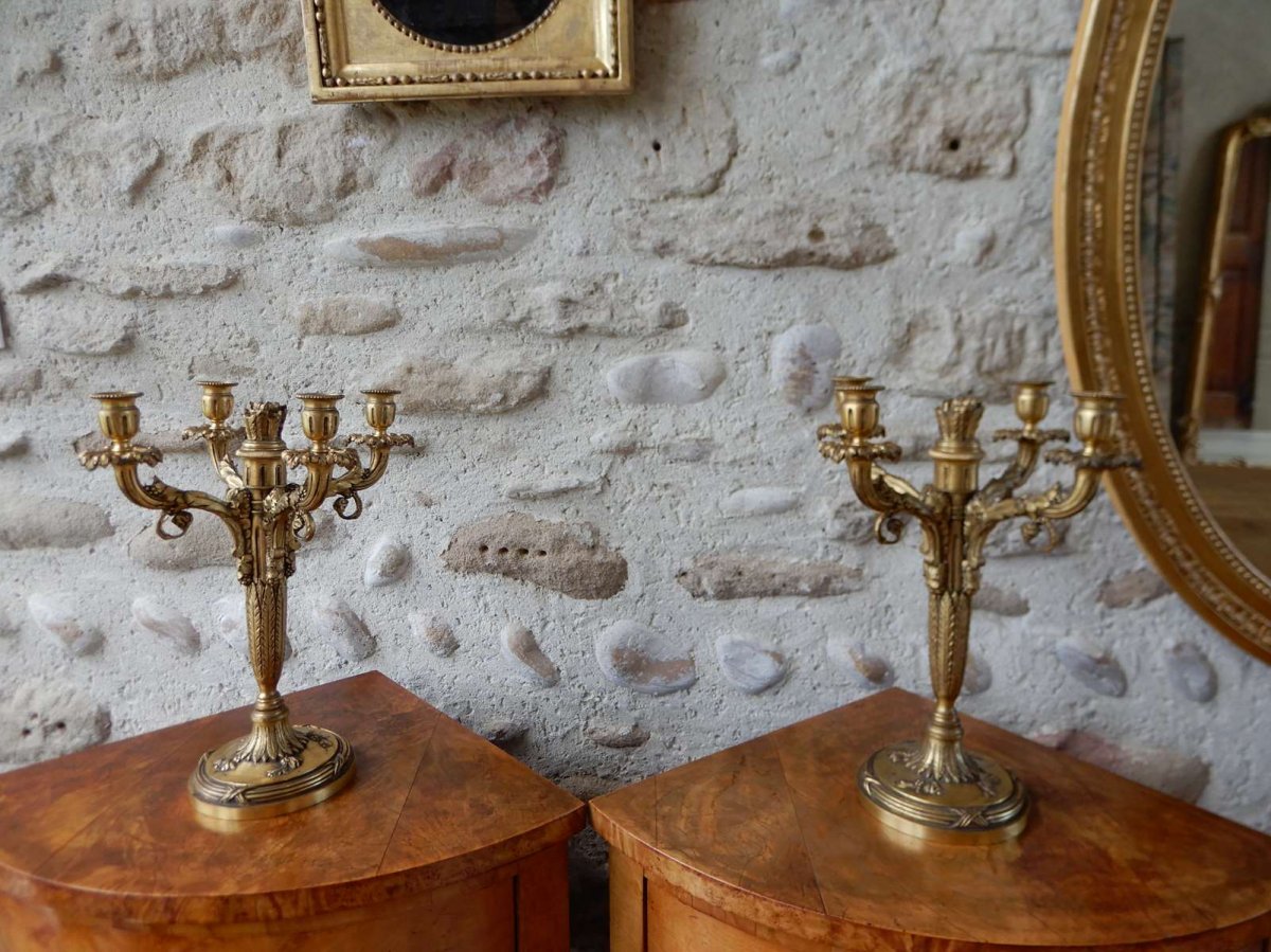 Pair Of Candlesticks / Candelabra Signed A. Marionnet In Paris-photo-1