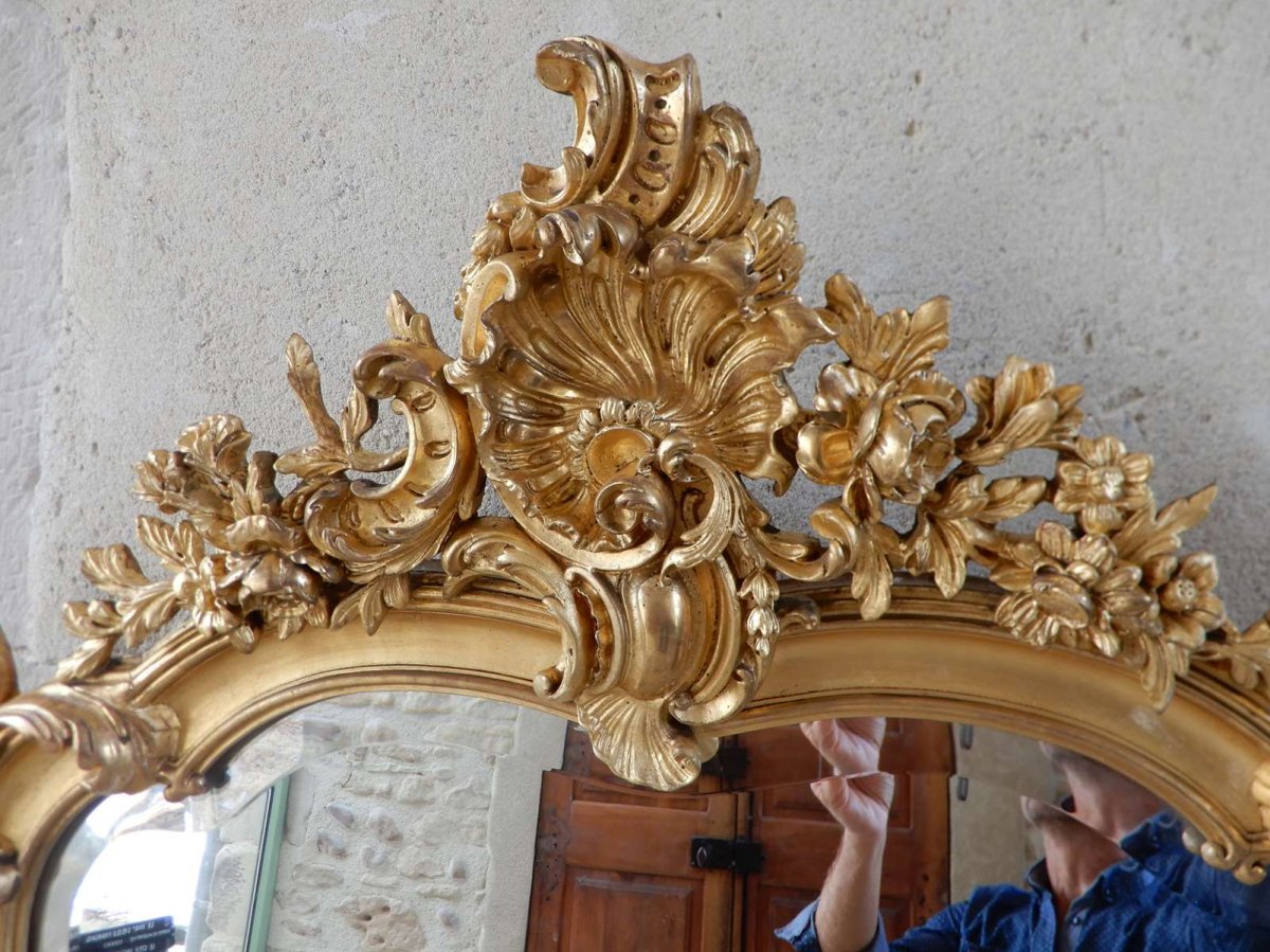 Miroir Bois Doré Style Louis XV -photo-1