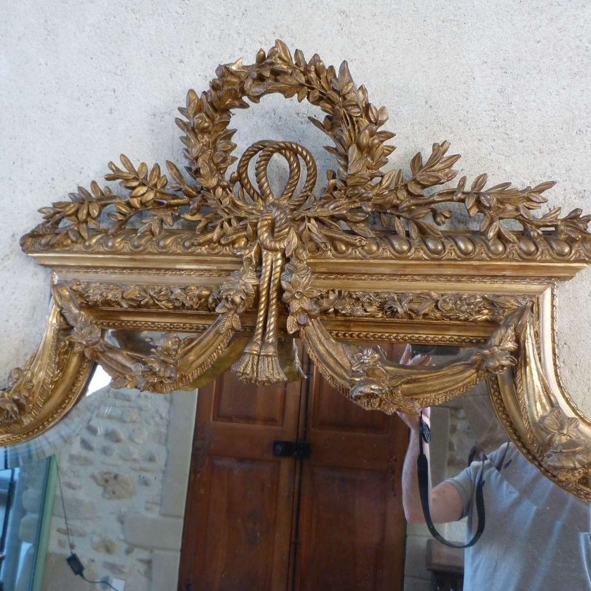 Grand Miroir Doré Style Louis XVI -photo-3