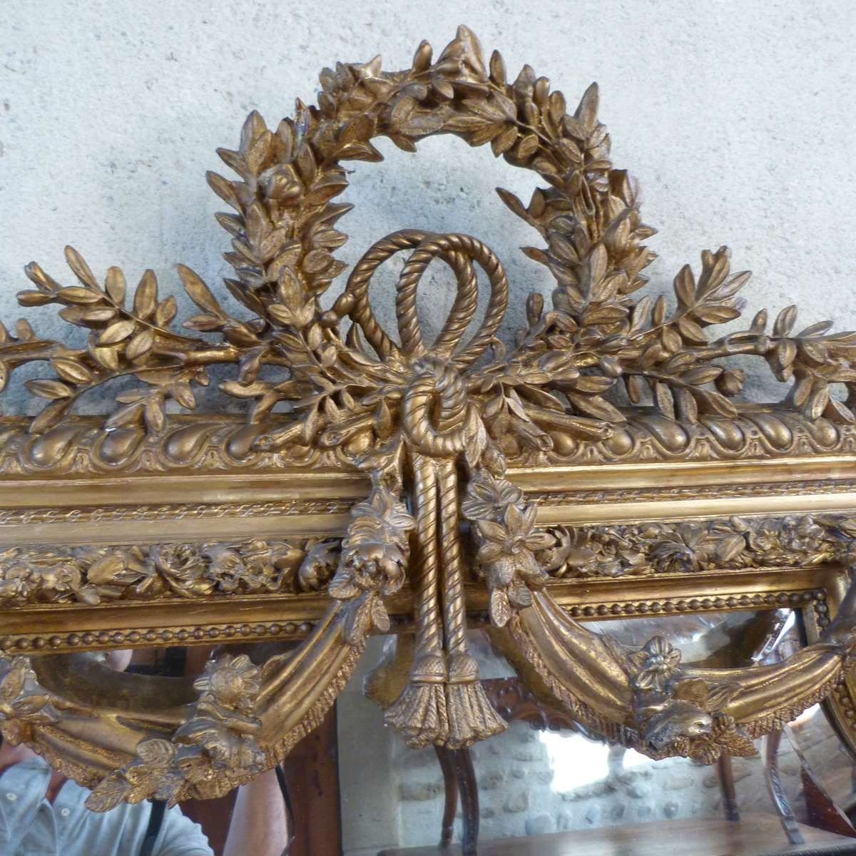 Grand Miroir Doré Style Louis XVI -photo-1