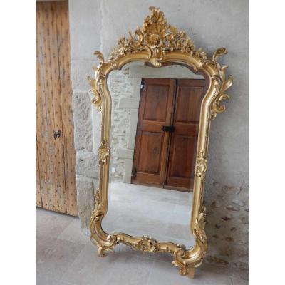 Miroir Bois Doré Style Louis XV 