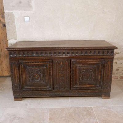 Carved Walnut Chest From XVII Eme Century