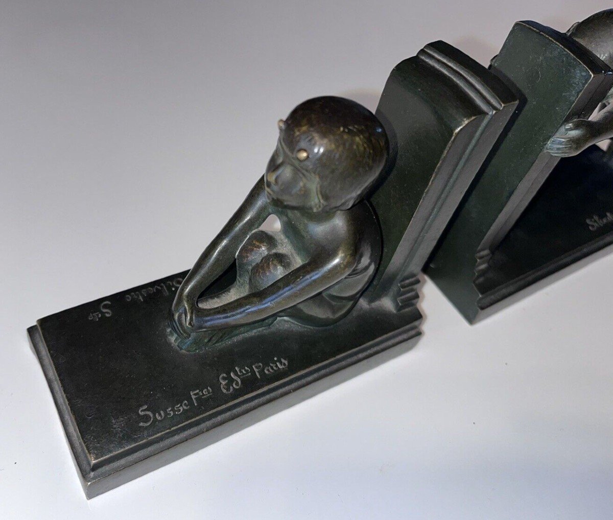 Paul Silvestre & Susse Frères Fondeur Pair Of Faun Bookends Signed With Both Names-photo-4
