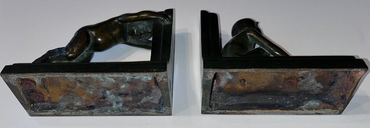 Paul Silvestre & Susse Frères Fondeur Pair Of Faun Bookends Signed With Both Names-photo-6