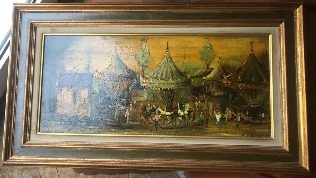 Bizet Jean (1922-2015) The Fairground - Oil On Panel Signed Lower Right-photo-2