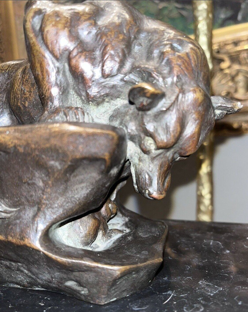 PAILLET Charles (1871-1937) Bronze Animalier Ours Et Lapin  Art Déco   Signé-photo-3