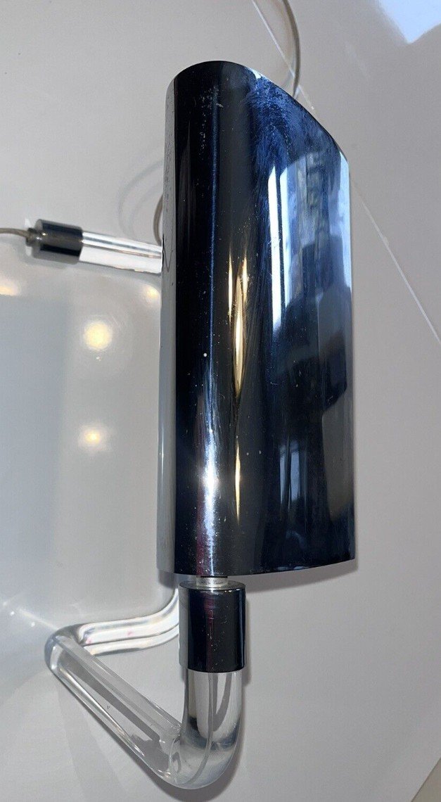 Knoll Editor And Hamburger Peter Designer Desk Lamp In Plexiglas And Chromed Metal-photo-3