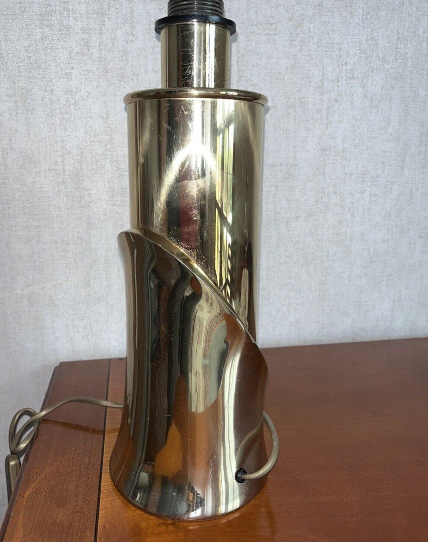 Frigerio Luciano Circa 1970 Large Italian Living Room Lamp In Golden Brass H 60cm-photo-2