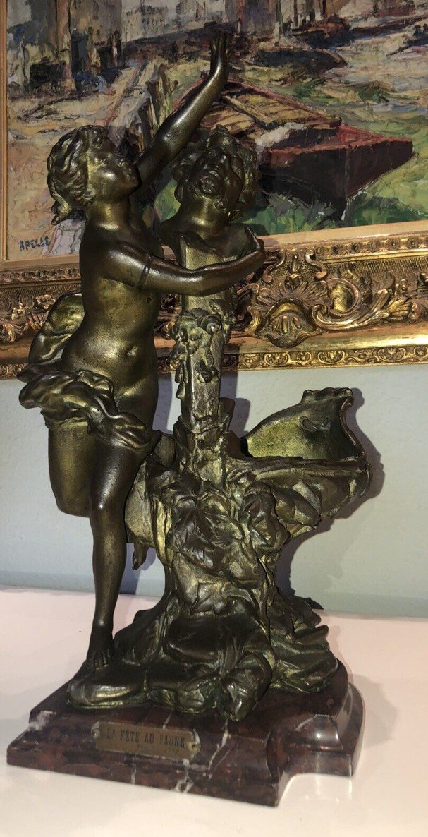 Van DE VOORDE & Charles LEVY (1820-1899)  La Fête Du Faune   Signé.   H 46 Cm-photo-7