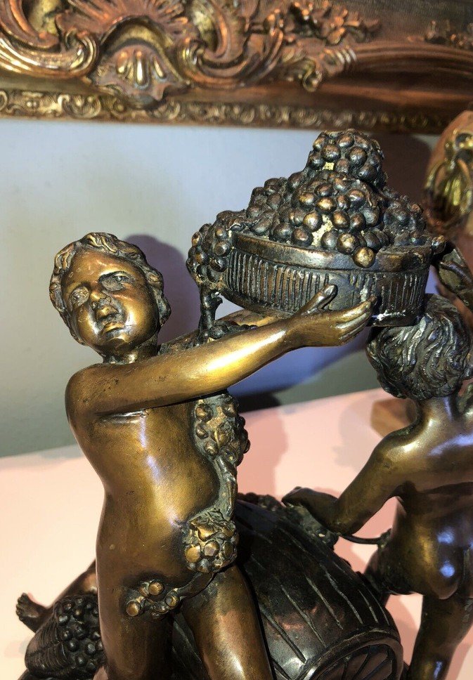 Bronze Group With Double Patina Decorated With A Bacchanal Signed Ahs-photo-1