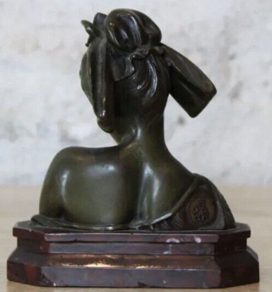 Gustavo OBIOLS Delgado (1858-1910)    l'Alsacienne    Bronze à Patine Verte Vers 1900-photo-2