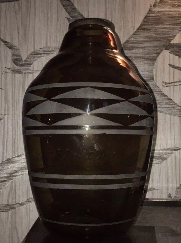 Daum Nancy Important Art Deco Vase Signed Height 38 Cms-photo-2