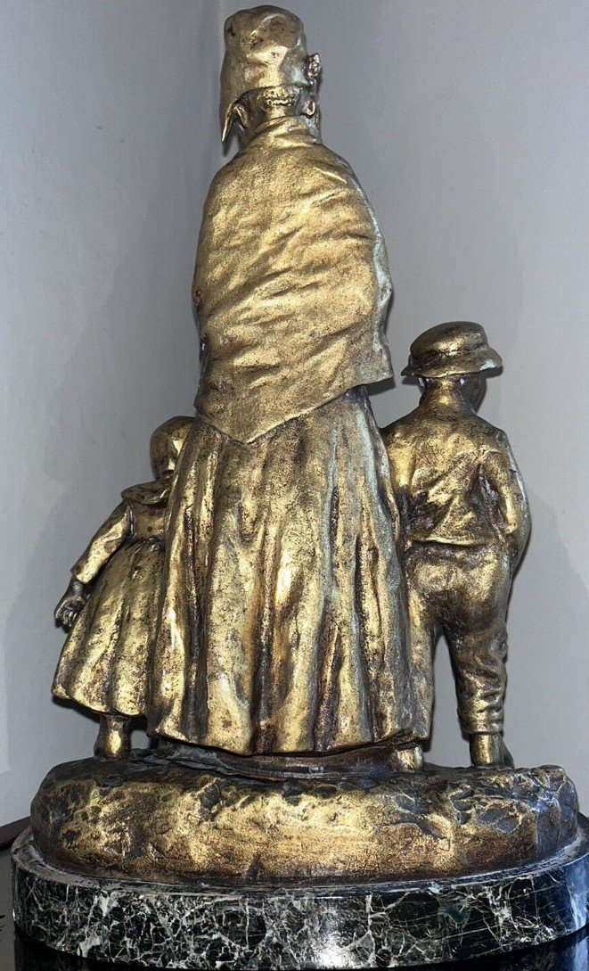 Joseph d'ASTE (1881-1945)  La Fête Au Village, Groupe En Bronze Doré   Signé-photo-2