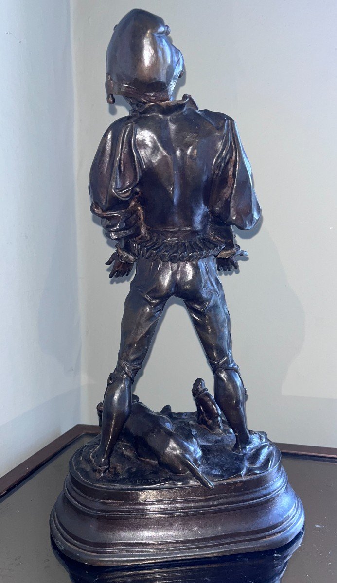 Alfred BARYE (1839-1882) Dresseur Au Chien Et Au Singe. Bronze Patiné Signé H38-photo-2