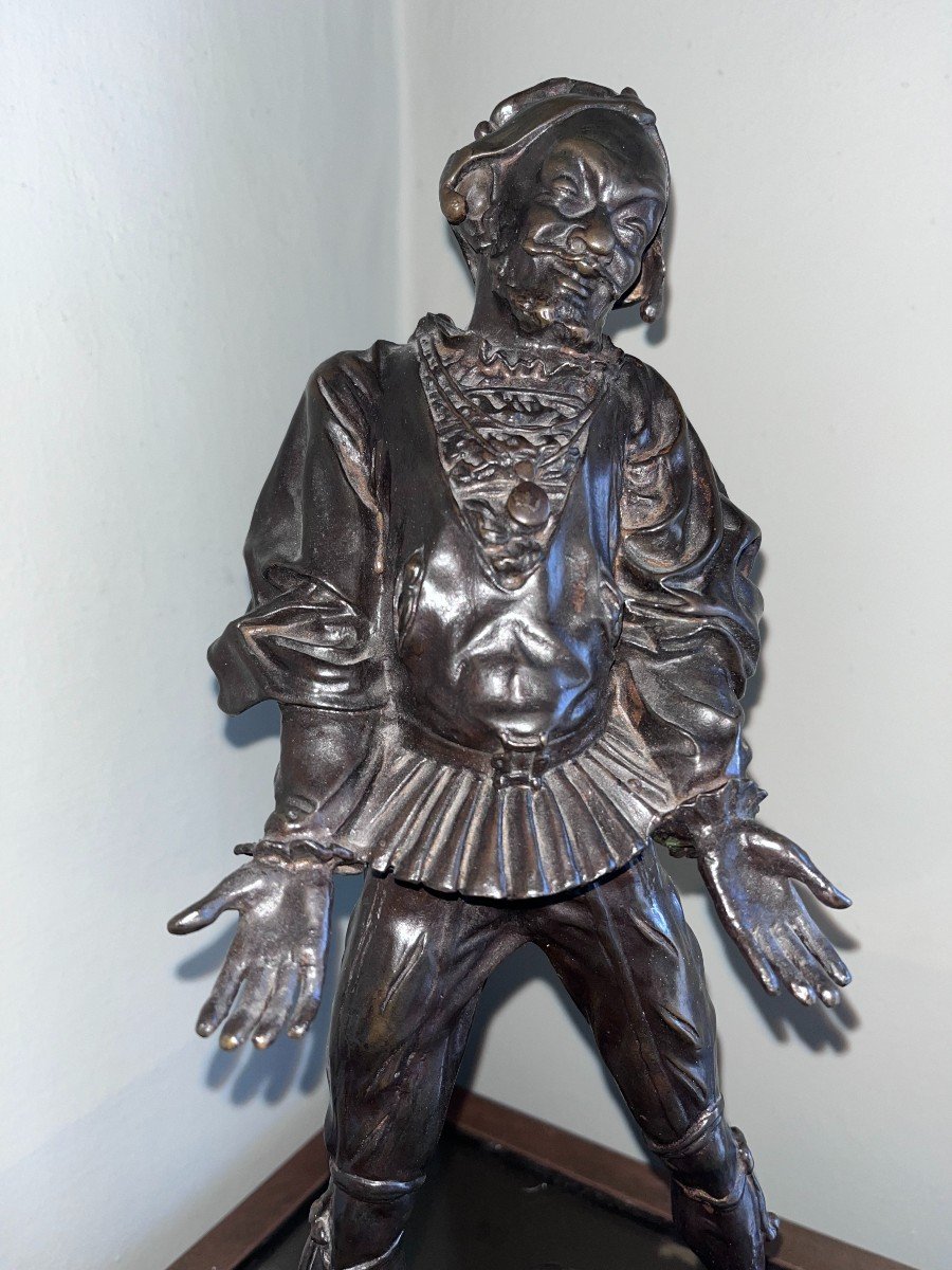 Alfred BARYE (1839-1882) Dresseur Au Chien Et Au Singe. Bronze Patiné Signé H38-photo-2