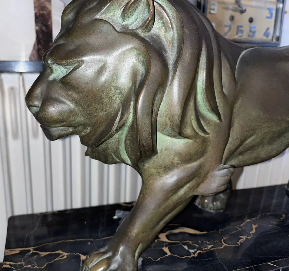 Daverny G (20th) Stylized Lion Trainer 1930 Important Art Deco Bronze Sculpture 74cm-photo-2