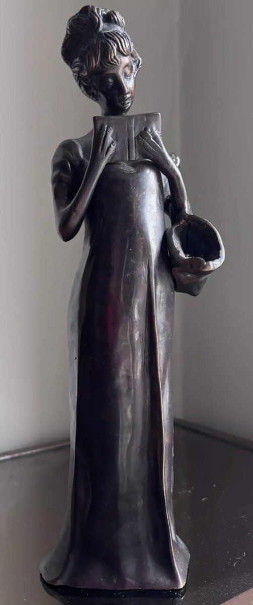 Georges VAN DER STRAETEN (1856-1928) ( Attribué à ) La Liseuse Epreuve En Bronze à Patine Brune-photo-1