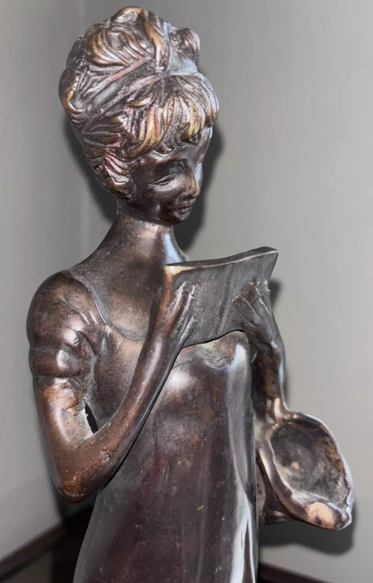 Georges Van Der Straeten (1856-1928) (attributed To) The Reader Bronze Proof With Brown Patina-photo-6