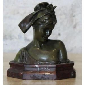 Gustavo OBIOLS Delgado (1858-1910)    l'Alsacienne    Bronze à Patine Verte Vers 1900
