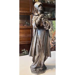 Susse Frères, Large Cast Iron Sculpture Around 1900, Virgin Of Nuremberg H 63 Cm