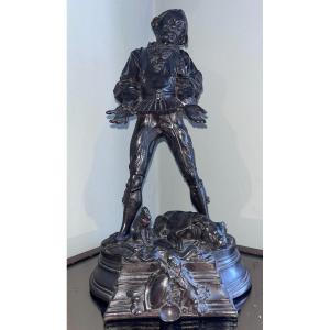 Alfred Barye (1839-1882) Dog And Monkey Trainer. Patinated Bronze Signed H38