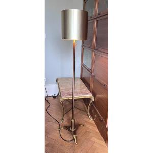 Maison Charles (signed). Tripod Floor Lamp In Brass And Gilt Bronze.