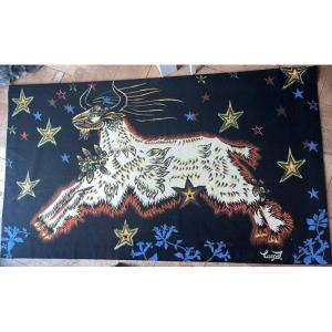 Jean Lurcat Wool Tapestry "goat With Stars" Signed And Numbered Ex 167