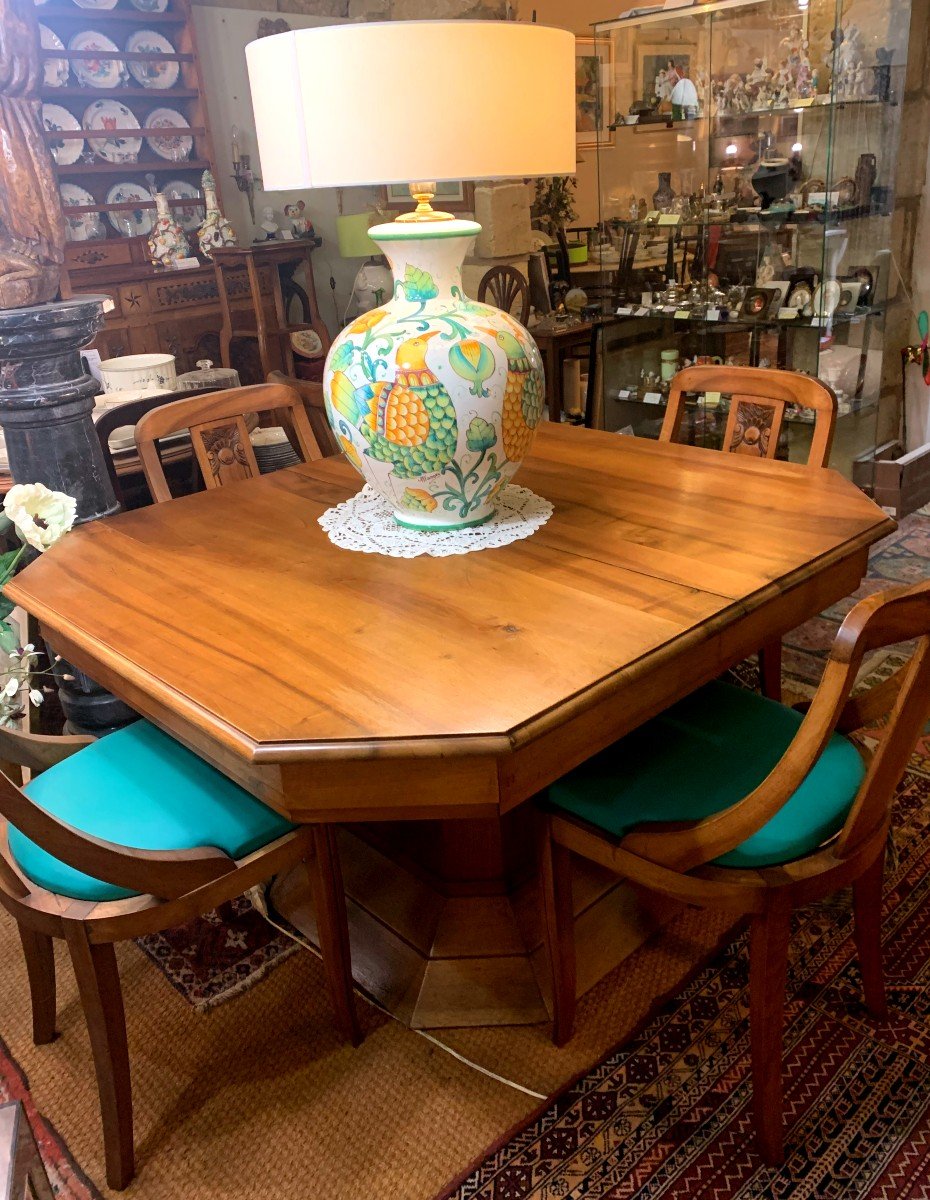 Table De Salle à Manger ,époque Art Déco ,en Noyer Blond Massif-photo-2