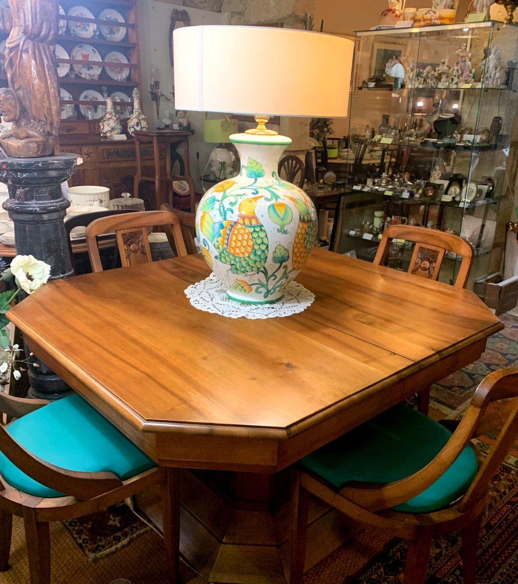 Table De Salle à Manger ,époque Art Déco ,en Noyer Blond Massif