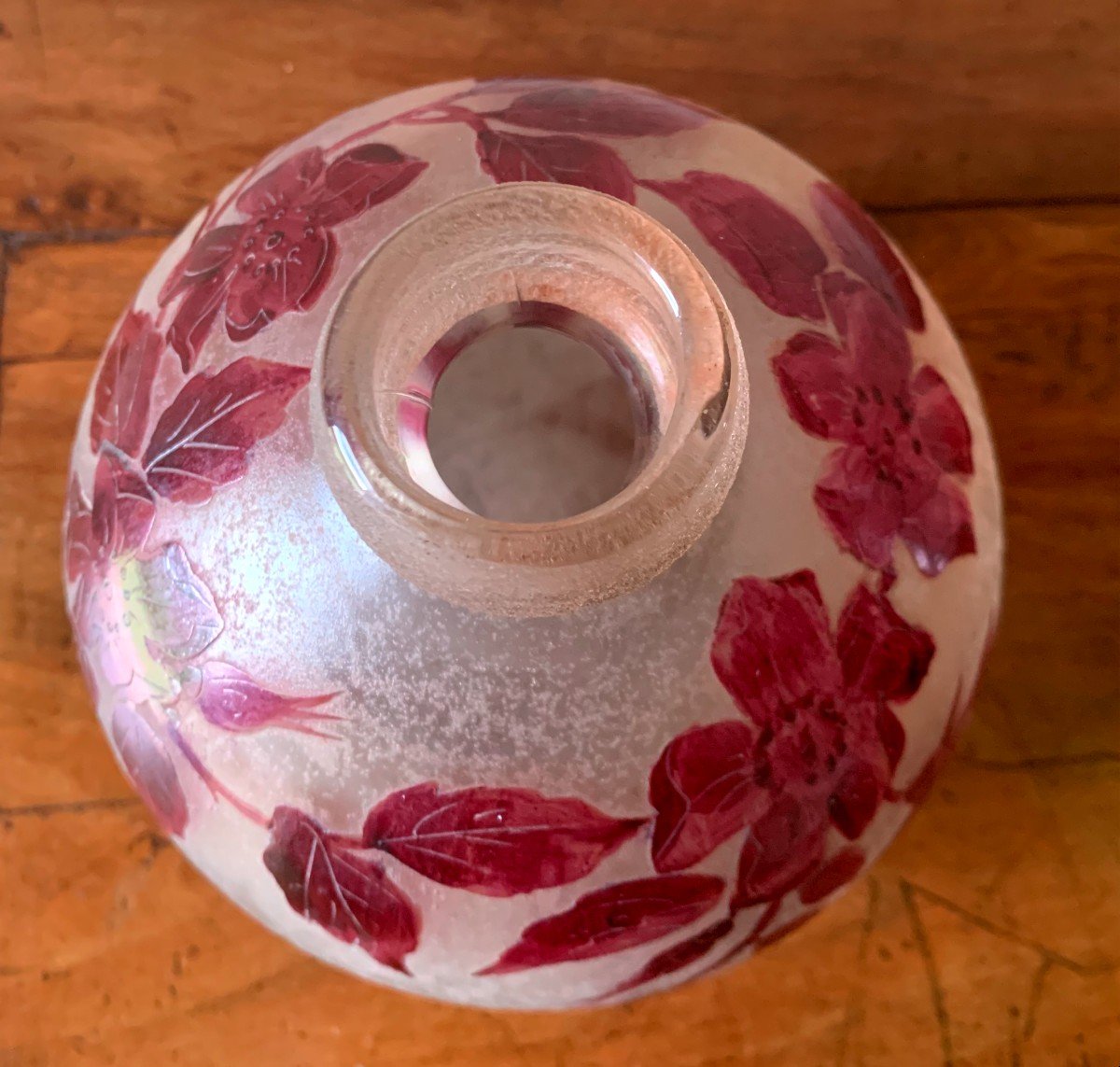 Vase Boule En Verre Multicouche Signé De Legras ( 1839-1916 )-photo-3