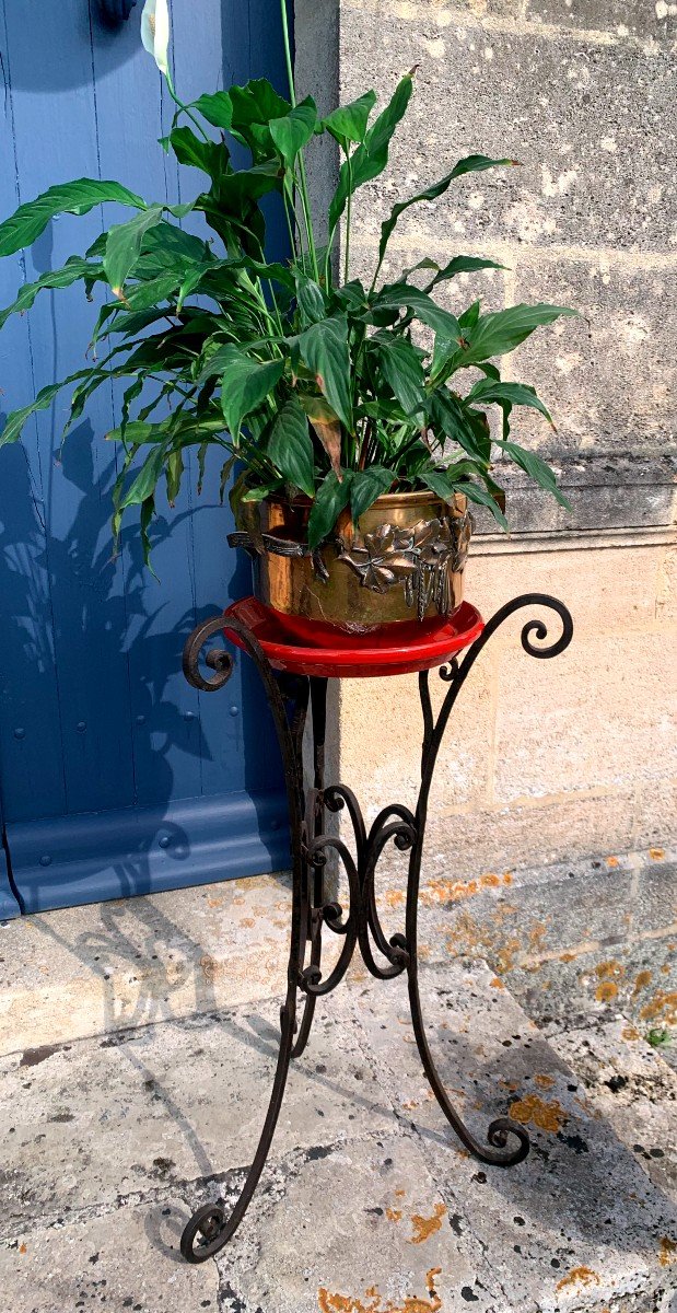 Pair Of Old Riveted Wrought Iron Pot Holders.-photo-4